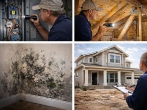 Superior Inspections technician inspecting electrical panel, attic, mold, and exterior in St. Johns, FL.